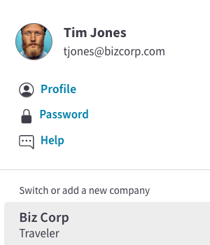 User profile panel